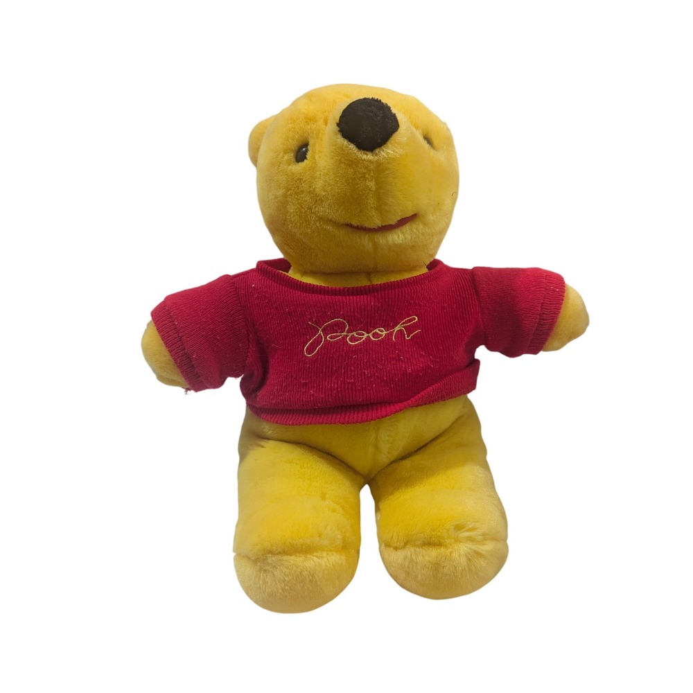 Vintage Sears Winnie the Pooh Plush Disney Chosun Yellow Bear Red Sweater 17‎ "